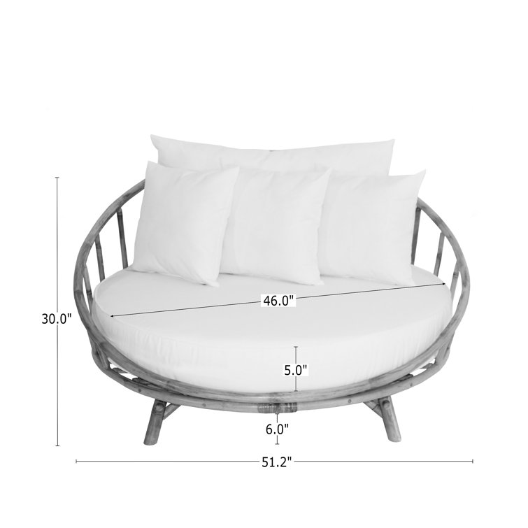 Olu bamboo large round patio daybed with outlet cushions